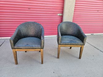 Pair Mid Century Black Fabric Barrel Dining Chair with Arm, Natural Hardwood