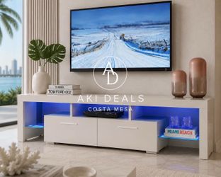 LED TV Stand for 65 Inch TVs, Entertainment Center with Storage Cabinet,  I-27