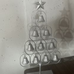 Kleanner Table Christmas Tree Wind Chime, Glitter Metal Star Chime with Hanging Bells