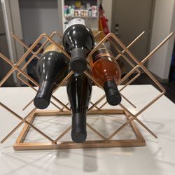 Freestanding 10-bottle Countertop Modern Rose Gold Wine Rack