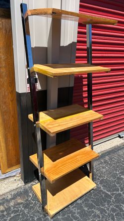 New Ladder bookshelf bookcase storage shelves solid wood/steel W24”*D15”*H68”(address in description) 👇delivery 🚚 available within 15 miles for extr