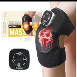 Wireless Rechargeable Knee Massager with Heat & Red Light Therapy - Portable Vib