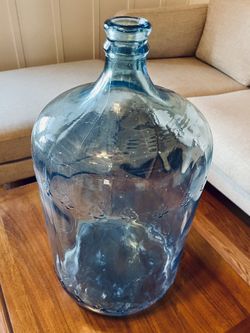 Vintage Arrowhead Puritas Blue Glass 5 Gallon Bottle