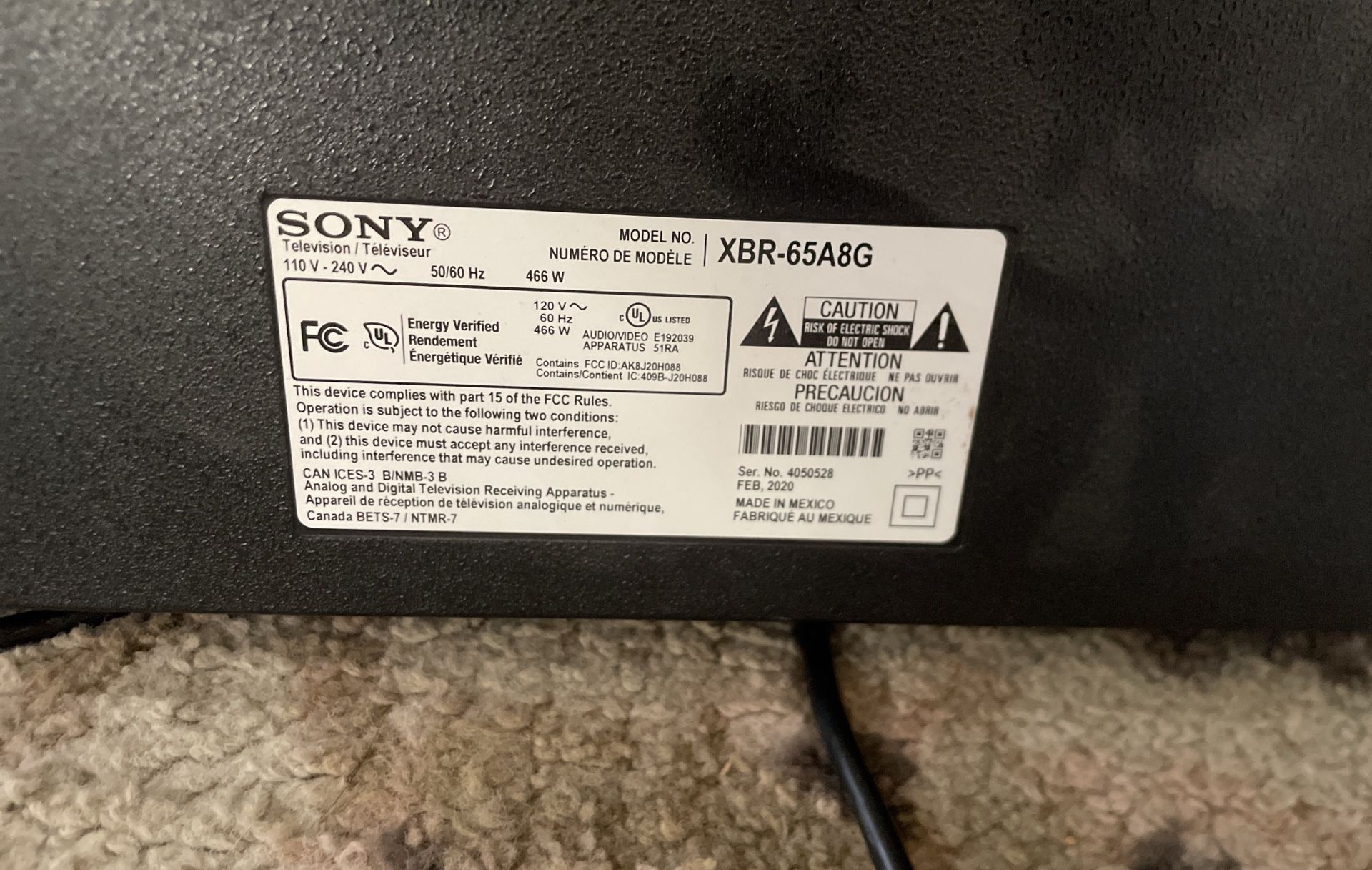 Sony Bravia 65 Inch Used TV