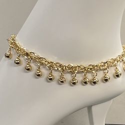 14k Premium Good Plated Women Bells Charms Anklet 