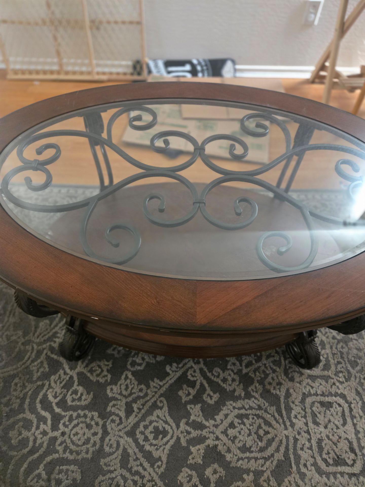Oval Glass Top Coffee Table