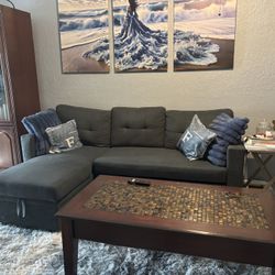 Gray Sofa With Small Sleeper