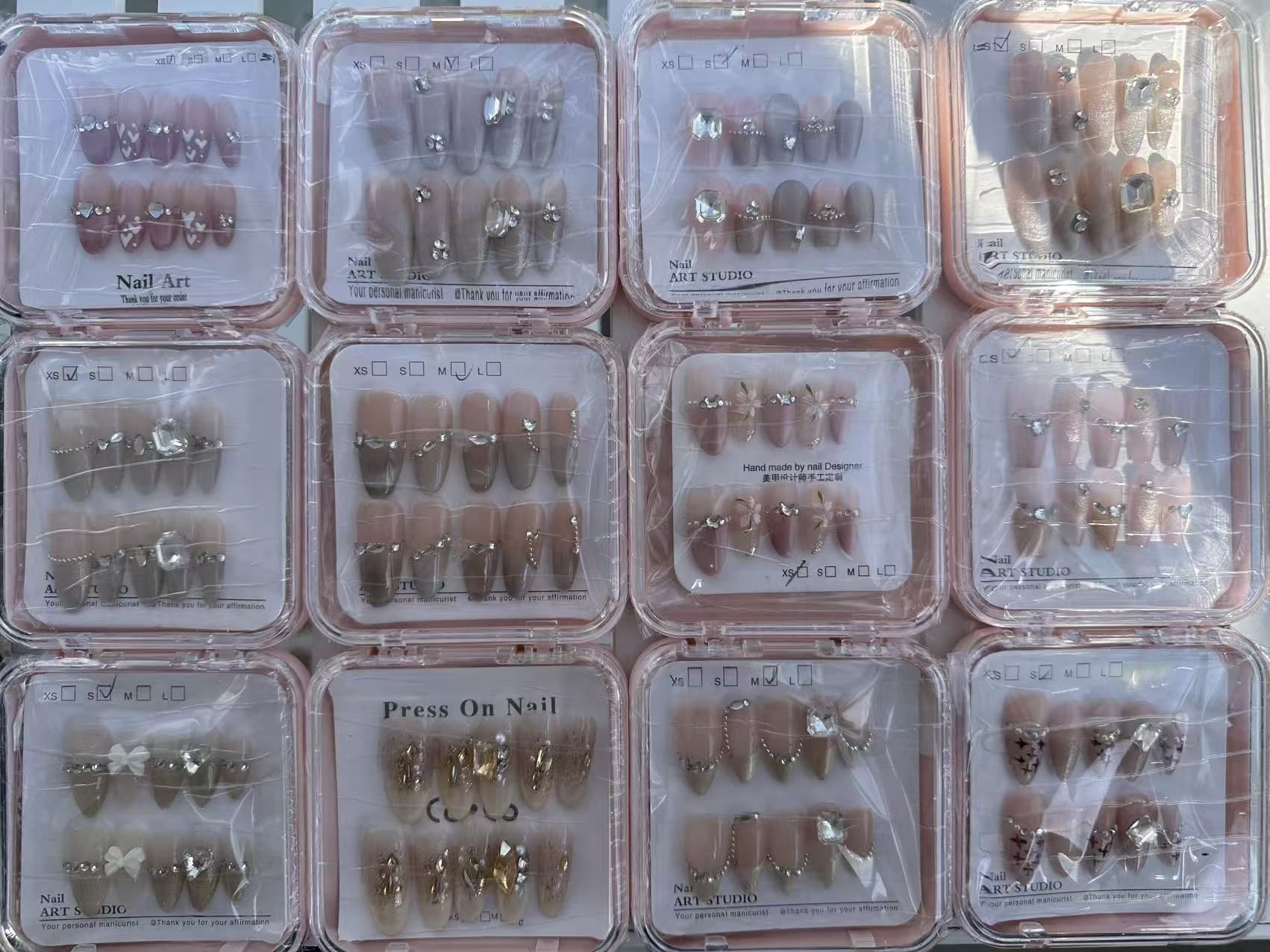 3D Handmade Nails 10 Pcs, Fake nails, Wedding and Party, Daily wear Nails fro Women Gift