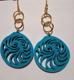 Ocean blue Waves Wooden earrings