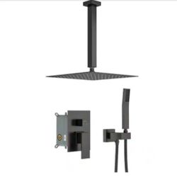 LORDEAR   2-Spray Patterns with 1.8 GPM 10 in. in Ceiling Mount Dual Shower Heads in Oil Rubbed Bronze