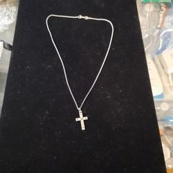 Sterling Silver Necklace with Sterling Silver Cross Charm  By James  Avery 