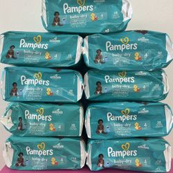 Pamper Baby Dry Size 4 all 9 bags total 252 diapers x $70
