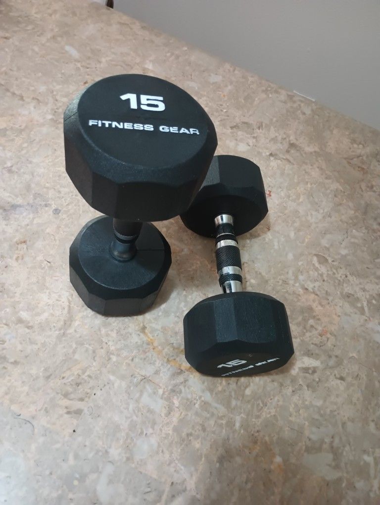Rubber Dumbbells Fitness Gear 15lbs 