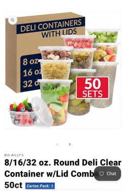 Big Willy's Deli Containers with Lids 50 Sets