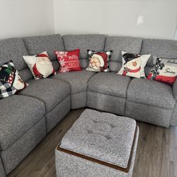 LA-Z-BOY sectional Recliner Sofa (Gray) With Ottaman 