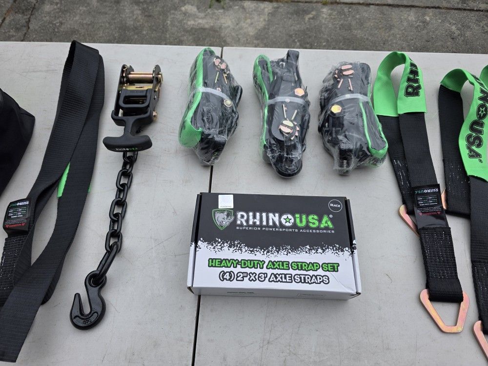 Car tie down straps with J hooks and axle straps
