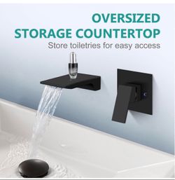 Matte Black Wall-Mount Waterfall Faucet
