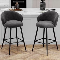  24 inch Bar Stools Set of 2, Upholstered Barstools, Counter Height Bar Stools Modern Counter Stools for Kitchen Counter Island, Dark Gre