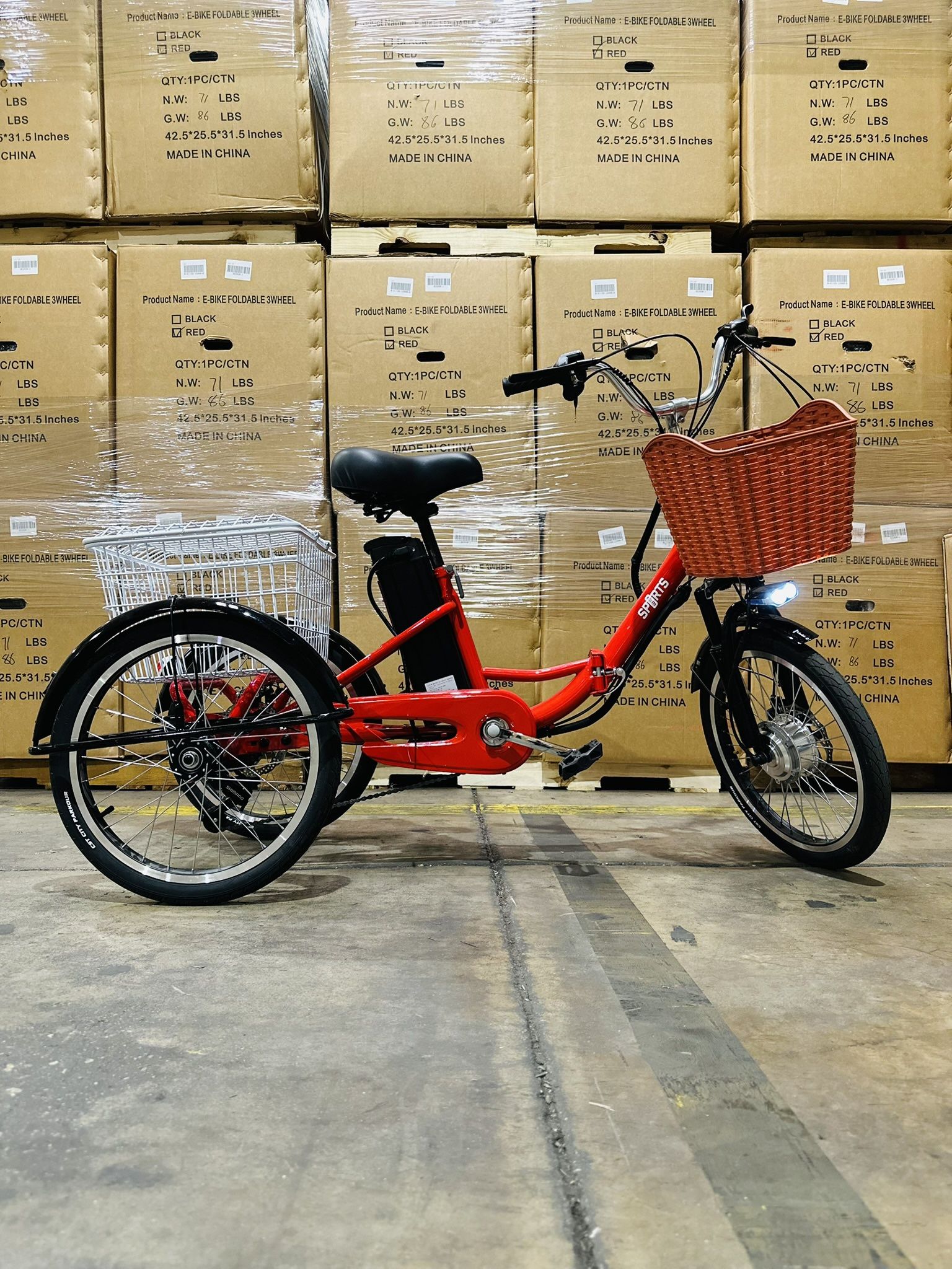 Electric Folding Tricycle For Adults Speed Up To 15 MPH, Throttle & Pedal Assist Mode