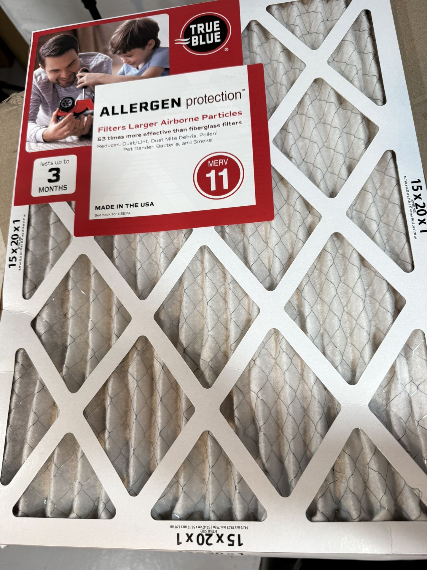 🌬️ True Blue Allergen Air Filters – MERV 11 – 15x20x1 – 4-Pack – Brand New! 🌬️
