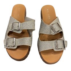 Andiamo Ahammer Sandals Women’s Size 7 M Silver Rhinestone Double Buckle