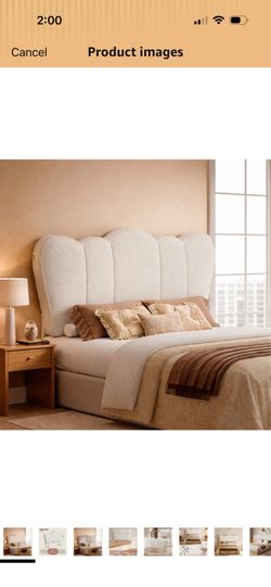 King Beige Scalloped Headboard