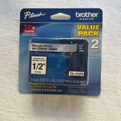 Brother P Touch Print Tape Cartridges, Pack Of 2