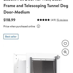 Baboni Medium Size Aluminum Wall Mount Pet Dog Door Thumbnail