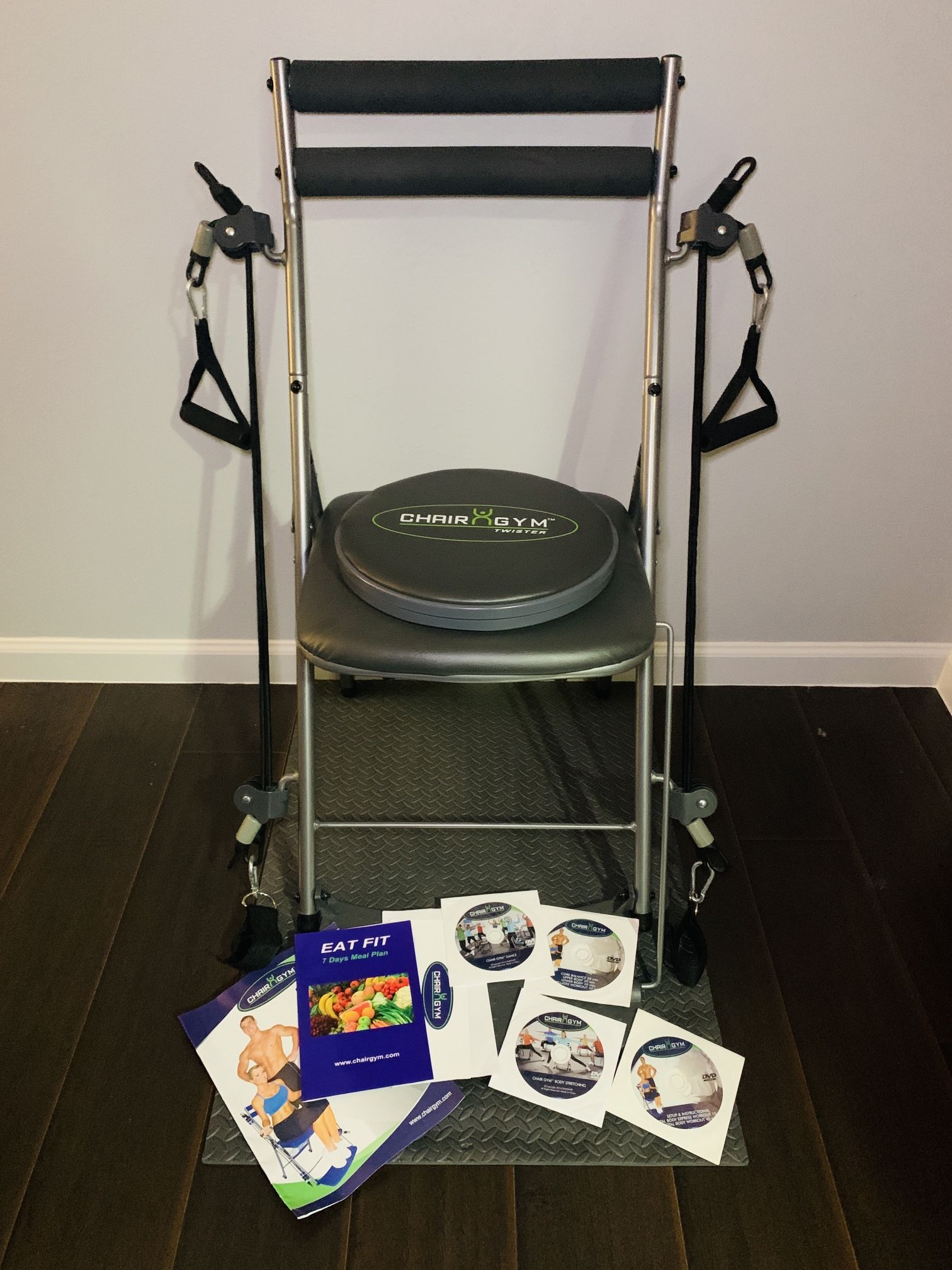 Chair Gym - The Total Body Workout – All in One Compact, Portable and Easy to Use At Home Exercise System, Includes DVDs & Bonus Twist