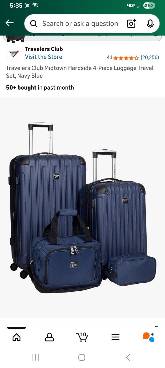 Travelers Club 4 Piece Luggage Sat. New In Box