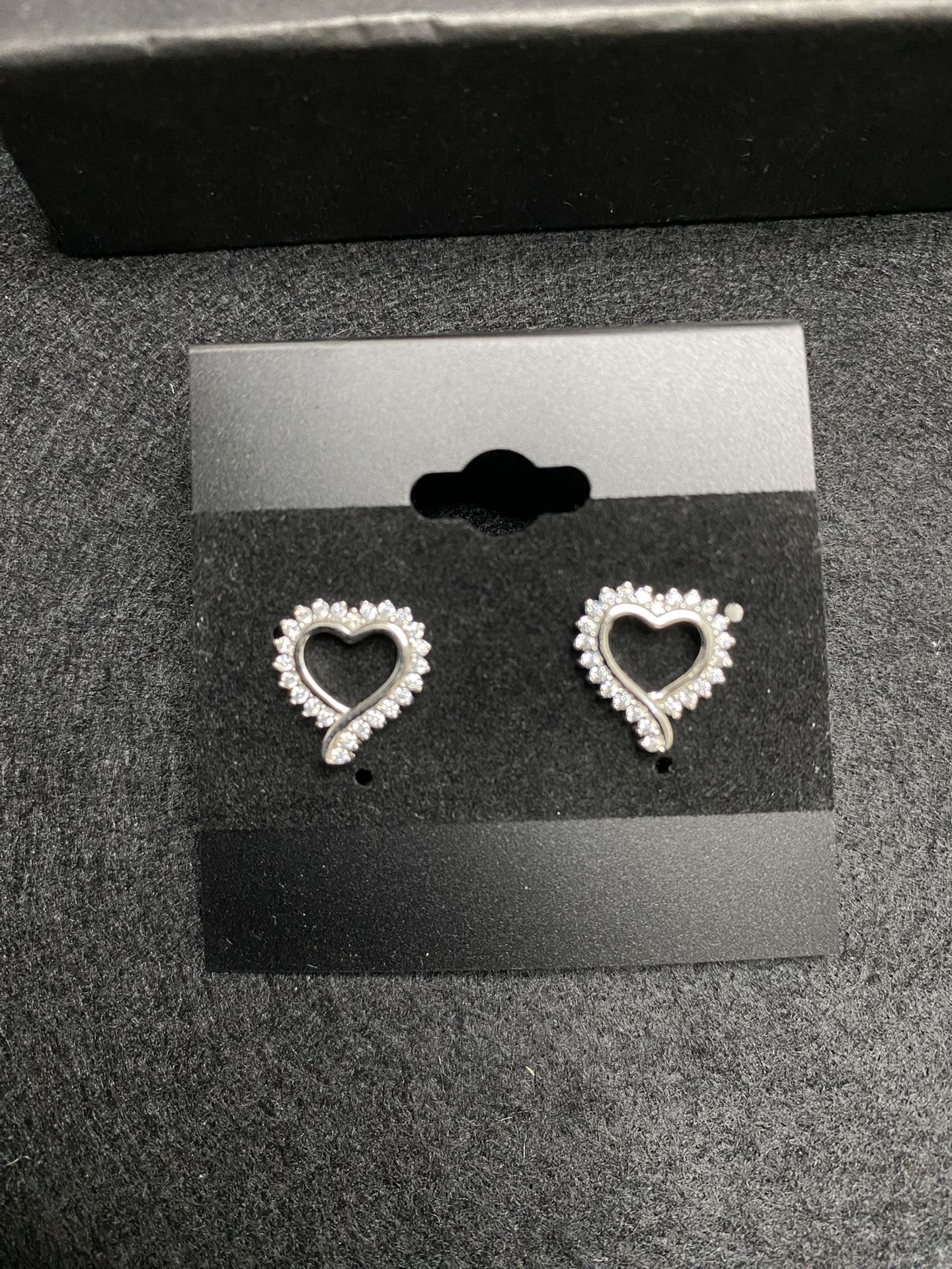 925 Silver Heart Earrings With Cz Accents
