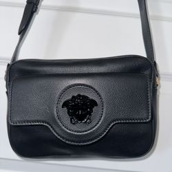 Versace Black Crossbody Authentic Designer Christmas Gift Leather Medusa Purse Bag Louis Gucci Zip Gift Birthday