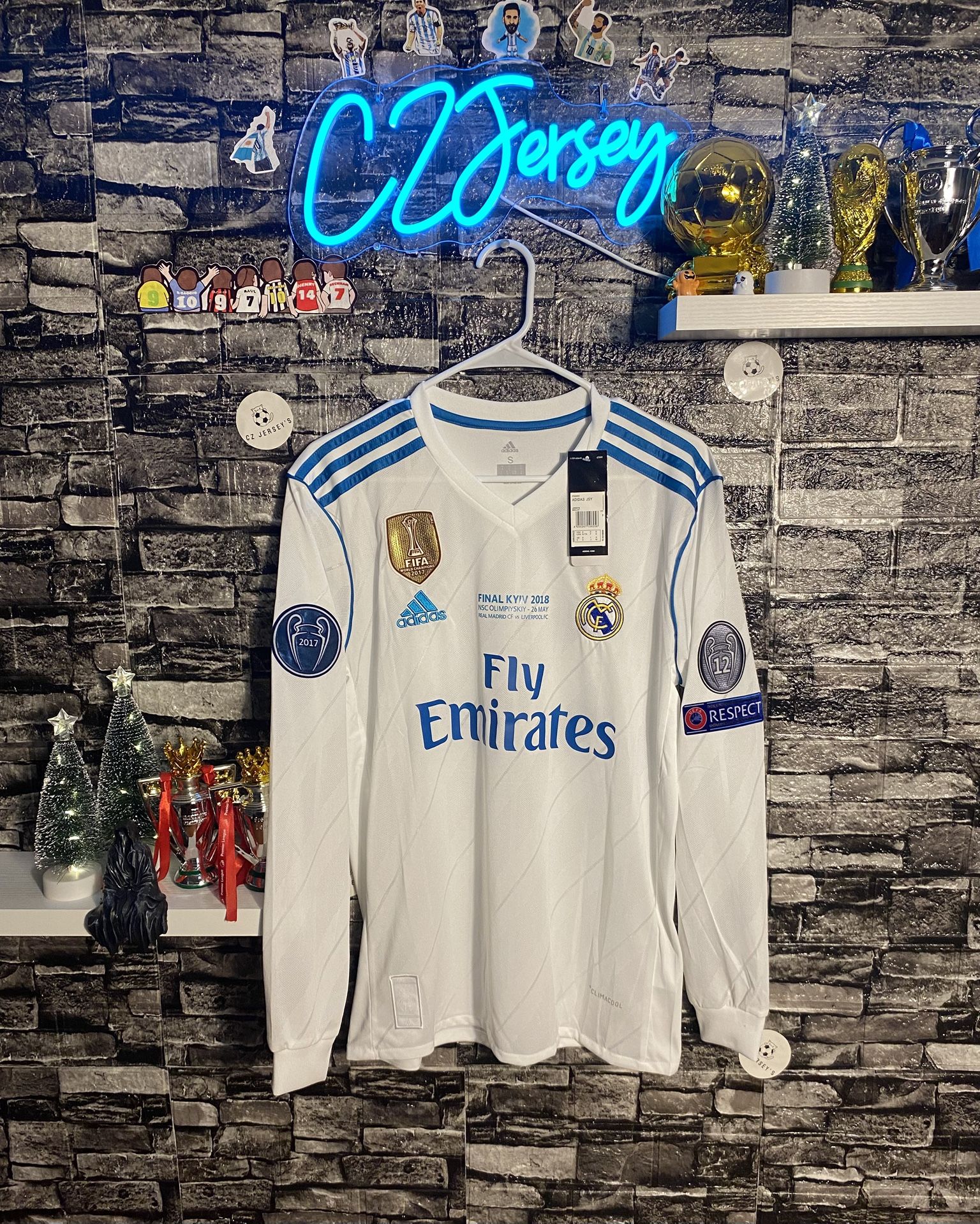 2017-18 Real Madrid Home UCL Final Jersey (Ronaldo #7 Long Sleeve)