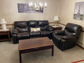 Faux Leather Electric Recliners Set