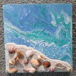 Ocean Painting With Shells 