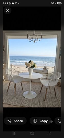 White Round Tulip Dining Table with 2 Chairs