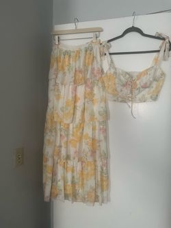 Floral Two-Piece Crop Top and Maxi Skirt Set
