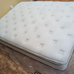 Que,en mattre,ss Sealy 14 inch Ultra plush Euro Pillowtop And Box Spri,ng.