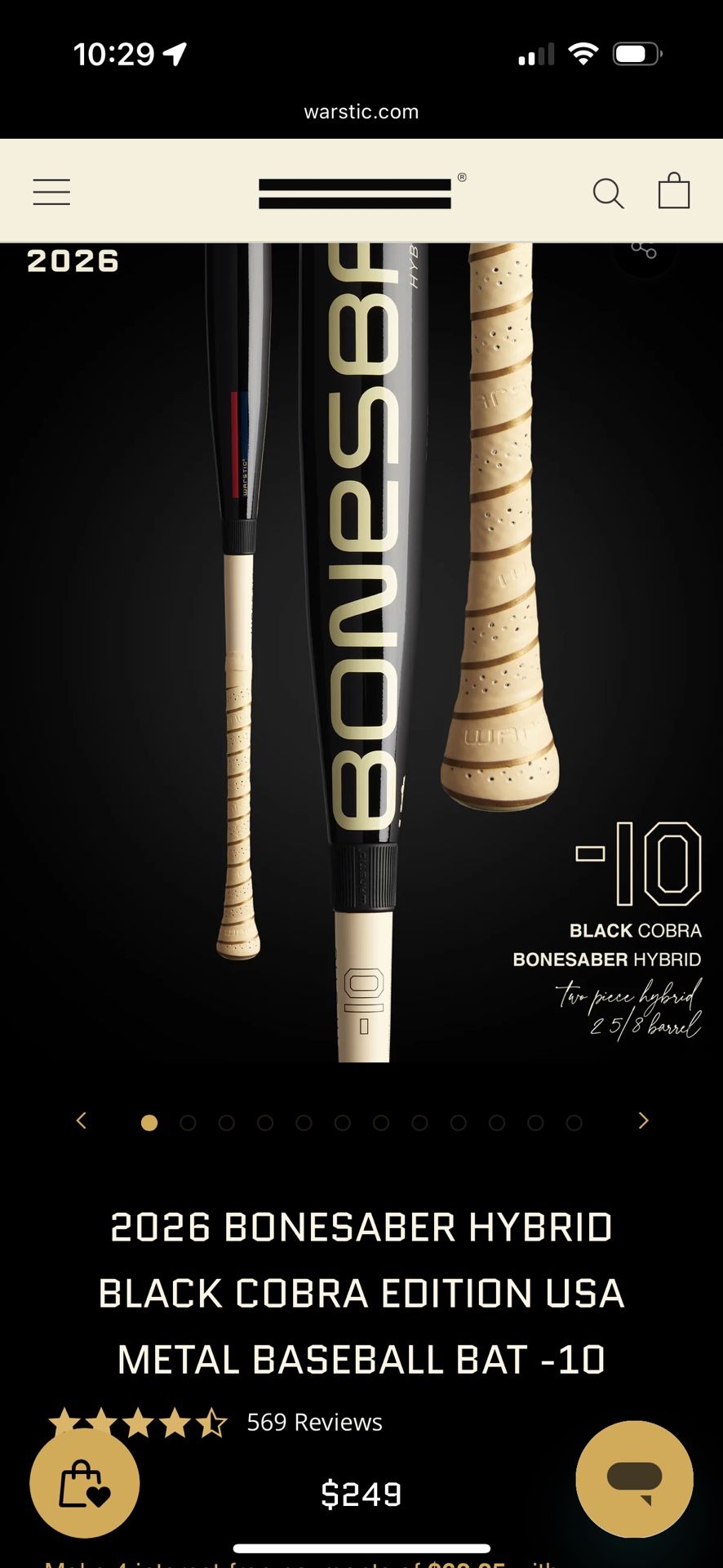 Baseball Warstick Black Cobra Edt. Bonesober USA 29 -10 Hybrid