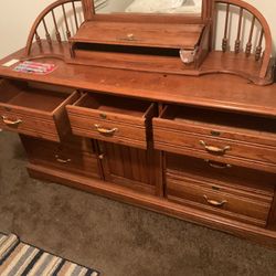 Solid Wood Dresser w/ Mirror – $75 (OBO – Must Go!)