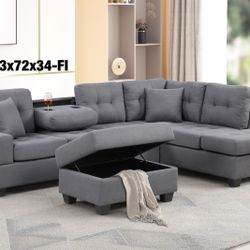 $399 Sectional With Storage Ottoman 