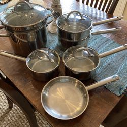 Wolfgang Puck's Cafe Collection 11 pc set Stainless steel pots and