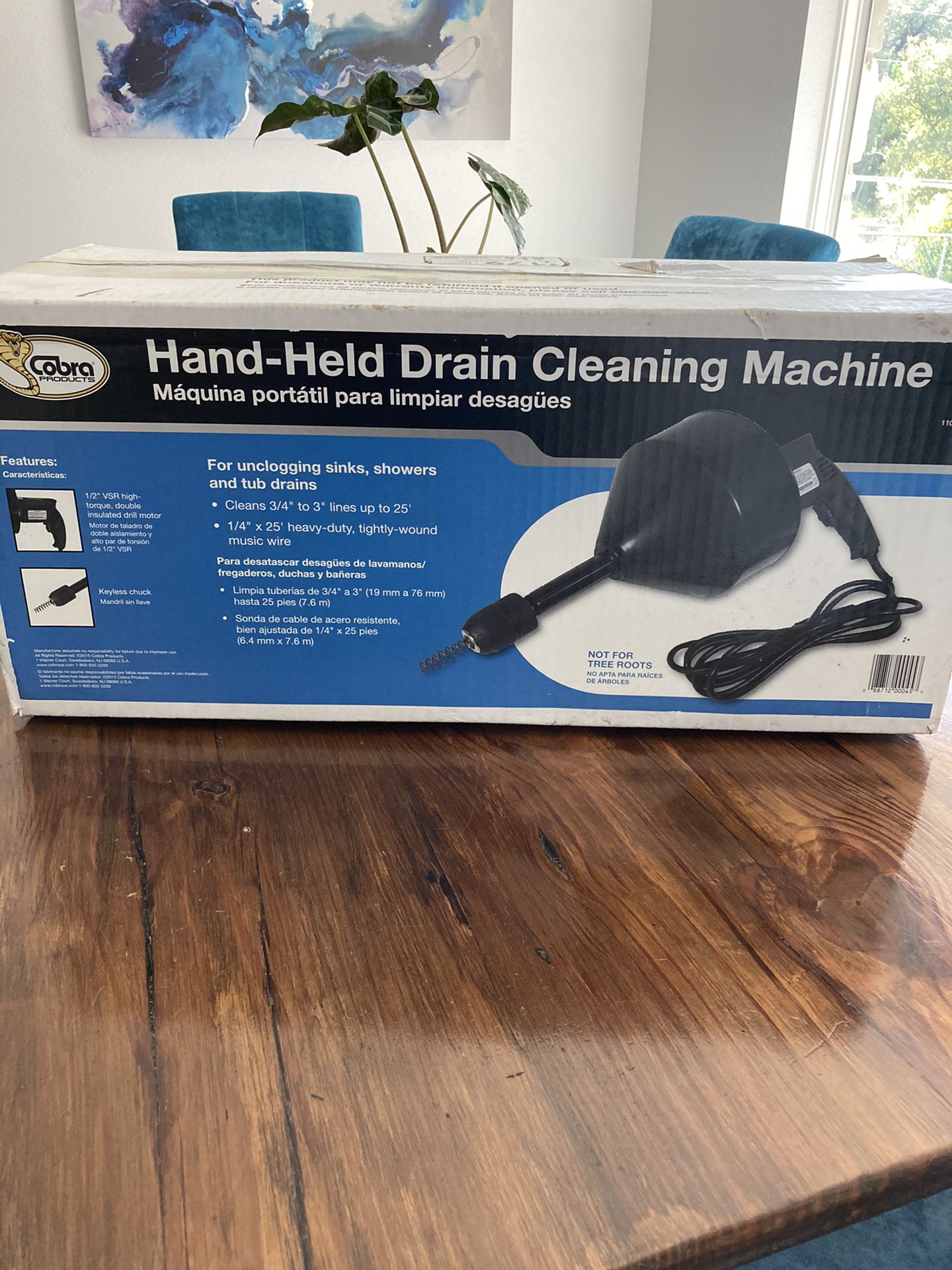 New. Motorized Hand-Held Drain Cleaning Machine