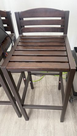 Dark Brown Wood Bar Stool with Back