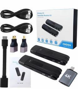 Wireless H-DMI Transmitter and Receiver, 2026 Upgraded LED Display, 4K Decode & 1080P Output, Plug and Play, Compatible for PC/Laptop/Camera/HDTV/Proj