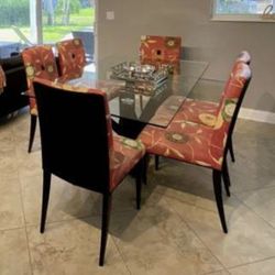 CUSTOM HIGH END DINNING ROOM TABLE AND CHAIRS SET - 6 CHAIRS