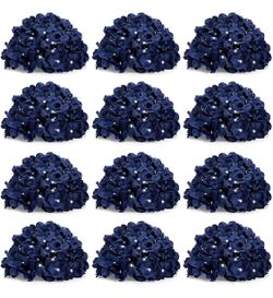 11.81 Inch Navy Blue Hydrangea Flower Balls for Centerpieces 12 PCS Artificial Floral Arrangement Large Fake Silk Kissing Ball for Wedding Table Home 