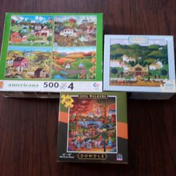 Lot Of 3 Jigsaw Puzzles Wysockis Americana