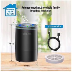 Air Purifier for Home Bedroom, Capture 99.97% Airborne Particles as Small as 0.3 Microns, Compact HEPA Air Purifiers with Gentle Night Light（Light Can