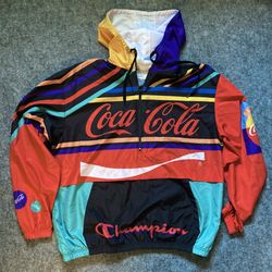 Champion Ultrafuse Coca Cola Windbreaker Men’s LARGE Jacket Hoodie